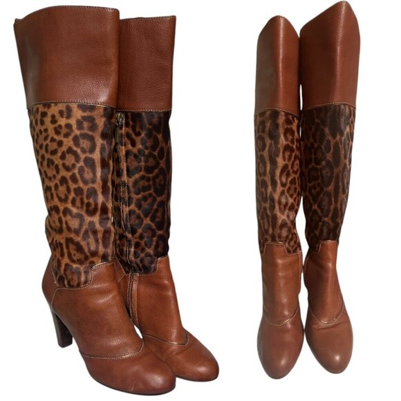 AUTHENTIC Y2K DOLCE & GABBANA D&G FUR LEOPARD KNEE HIGH BOOTS US 10/41 MOB WIFE - Picture 4 of 10